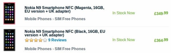 SIM-free Nokia N9 is selling for $545 (£345) in the UK
