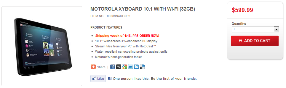 The Wi-Fi only versions of the Motorola XYBOARD tablets can now be pre-ordered from Motorola - Wi-Fi only versions of Motorola XYBOARD up for pre-order now, ships January 18th