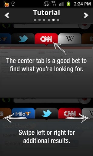 The tabs help you find what you are looking for - Dragon Go! released by Nuance for the Android Market
