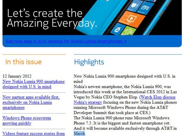 The Nokia Lumia 900 release date may be in March - Nokia Lumia 900 to be released in March?