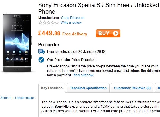 Sony Xperia S: Bound for the UK possibly this month with love