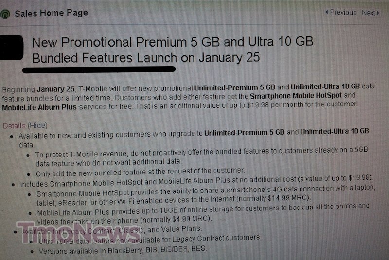T-Mobile quietly rolling out promo data bundled with free mobile hotspot from Jan 25th?