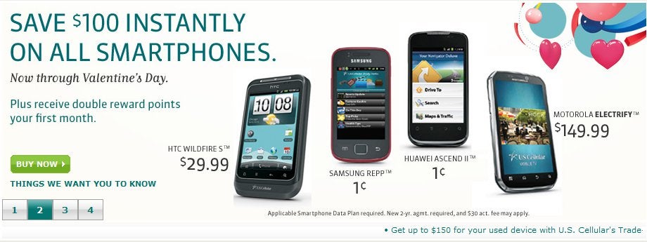US Cellular&#039;s new promotion shaves $100 off all smartphones until Valentine&#039;s Day