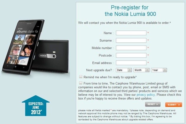 Nokia Lumia 900 appears to be in the pipelines for the UK in June thanks to Carphone Warehouse