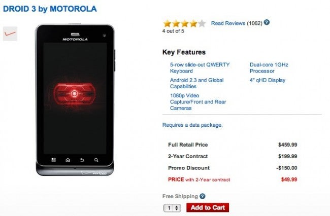 The Motorola DROID 3 is now $49 with a new line - For a limited time, the Motorola DROID 3 is sliced to $49 with a new line