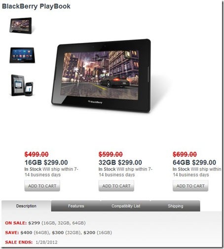 New year sale on the BlackBerry PlayBook has been cut short by a week - set to expire on January 28