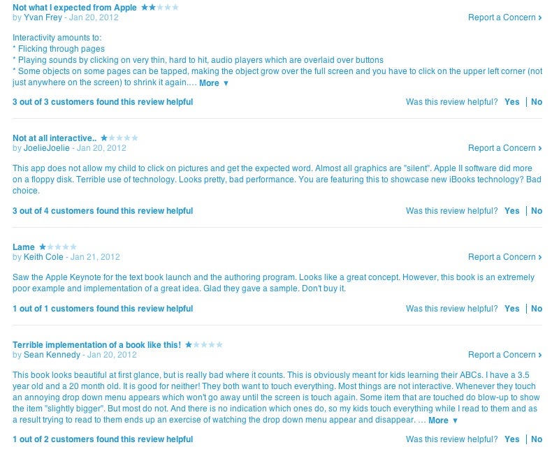 A number of users rate iBooks 2 titles with one star - First iBooks 2 titles met with disappointment, lack interactivity
