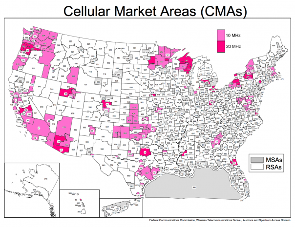 Map of T-Mobile’s spectrum acquisitions