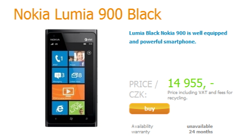 The Nokia Lumia 900 gets Czech&#039;d out - Czech this out: Nokia Lumia 900 shows up on website with a price