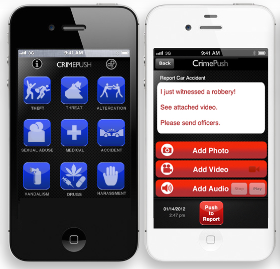 The CrimePush app is free to install - Report a crime on your iOS or Android device at the touch of a button