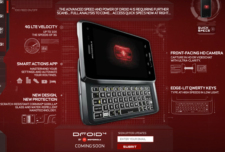 The Motorola DROID 4 on the DROIDDOES site - Motorola DROID 4 now on the DROIDDOES web site