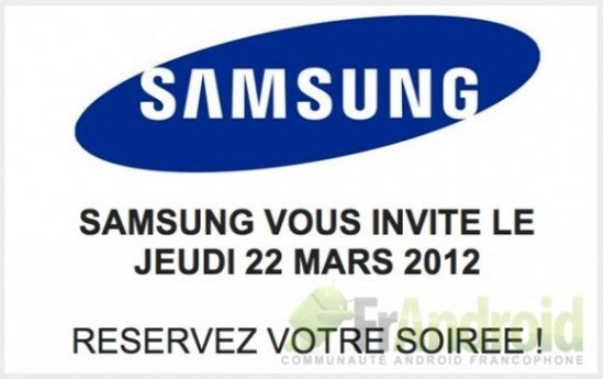 Invite for the March 22nd event - Samsung Galaxy S III to be revealed during March 22nd event in France?