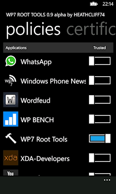 WP7 Root Tools 0.9 close to a release