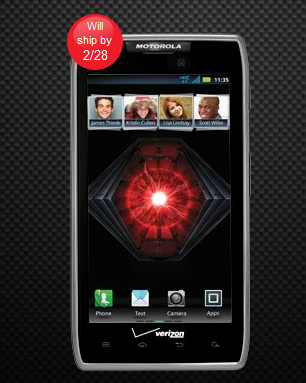 On backorder is the Motorola DROID RAZR MAXX - Motorola DROID RAZR MAXX on backorder at Verizon