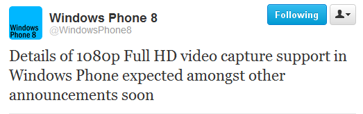 Windows Phone 1080p video recording might be announced at the MWC