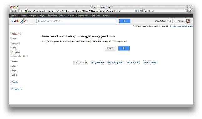 Here's how to delete your Google Web search History