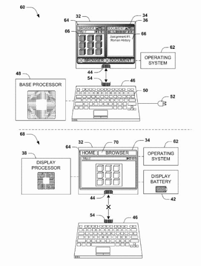 Microsoft's patent for a converting tablet - Microsoft patent allows a tablet to convert to a laptop or desktop computer