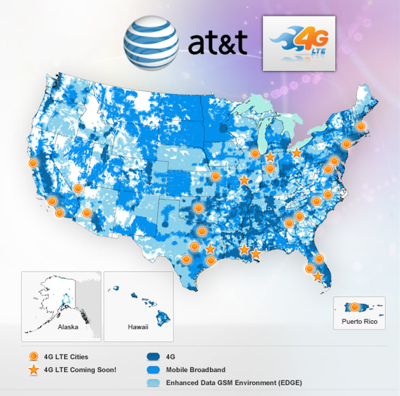 AT&amp;amp;T coverage map, up to date as of March 2012 - iPad 4G data plan comparison: Verizon vs AT&amp;T