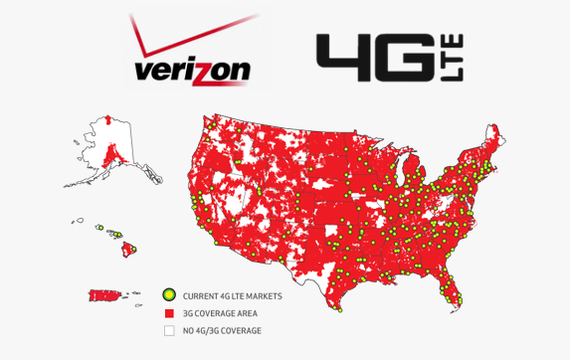Verizon coverage map, up to date as of March 2012 - iPad 4G data plan comparison: Verizon vs AT&amp;T