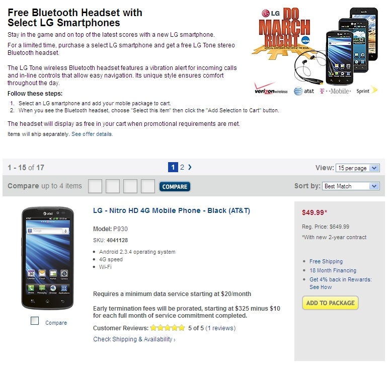 LG Nitro HD is down to $50 at Best Buy - LG Nitro HD down to $50 at Best Buy