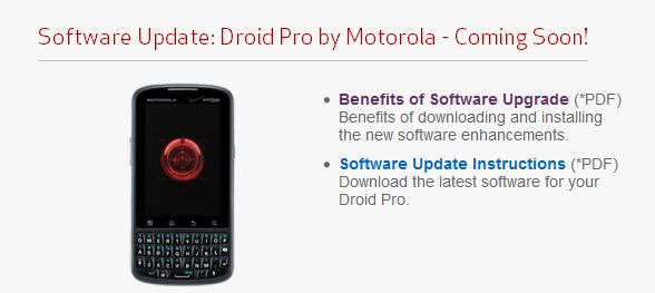An update is on the way for the Motorola DROID PRO - Motorola DROID PRO update changelist now available