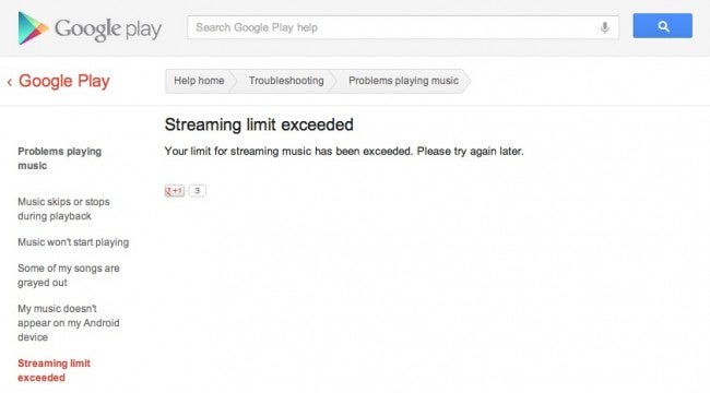 Google Music has a daily streaming limit