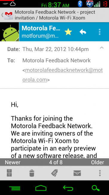 Motorola is recruiting XOOM Wi-Fi owners - Motorola doing soak test for the Motorola XOOM Wi-Fi; update is coming