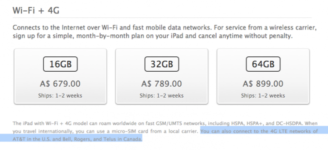 Here is how Apple markets the iPad in Australia. - Apple accused of falsely advertizing iPads as “4G” devices in Australia