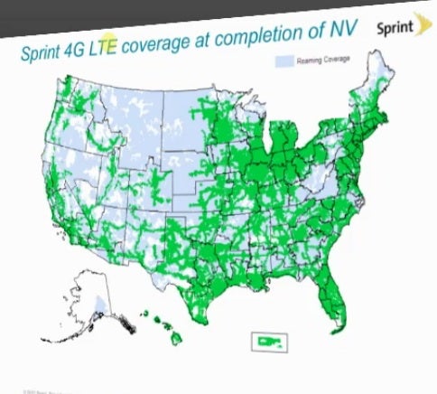 Sprint 4G LTE coverage map surfaces