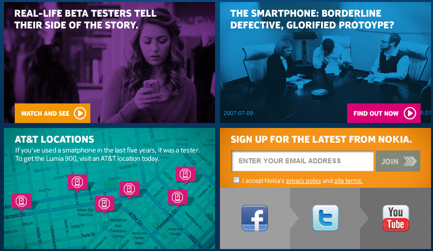 Nokia&#039;s website for the Nokia Lumia 900 is now live - Nokia&#039;s smartphonebetatest.com website now live, includes ads for the Nokia Lumia 900