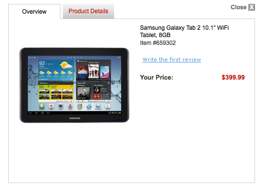 Office Depot&#039;s website showed the Samsung Galaxy Tab 2 (10.1) for $399.99 - Office Depot site leaks pricing for Samsung Galaxy Tab 2 (10.1)