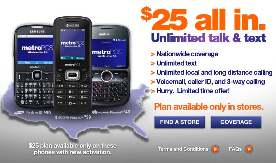 MetroPCS launches limited time offer of $25 unlimited talk & text