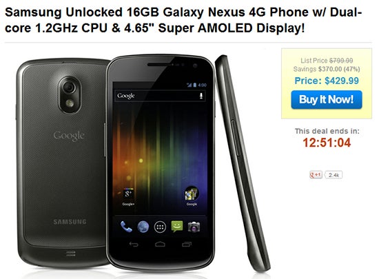 Unlocked GSM Galaxy Nexus available for $429 for one day only