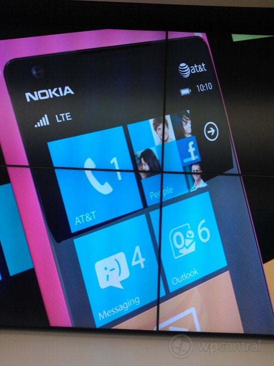 Magenta colored Nokia Lumia 900 with AT&amp;T&#039;s branding is spotted at a Microsoft store