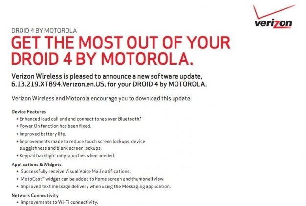 Motorola Droid 4 software update improves battery life, boosts Wi-Fi