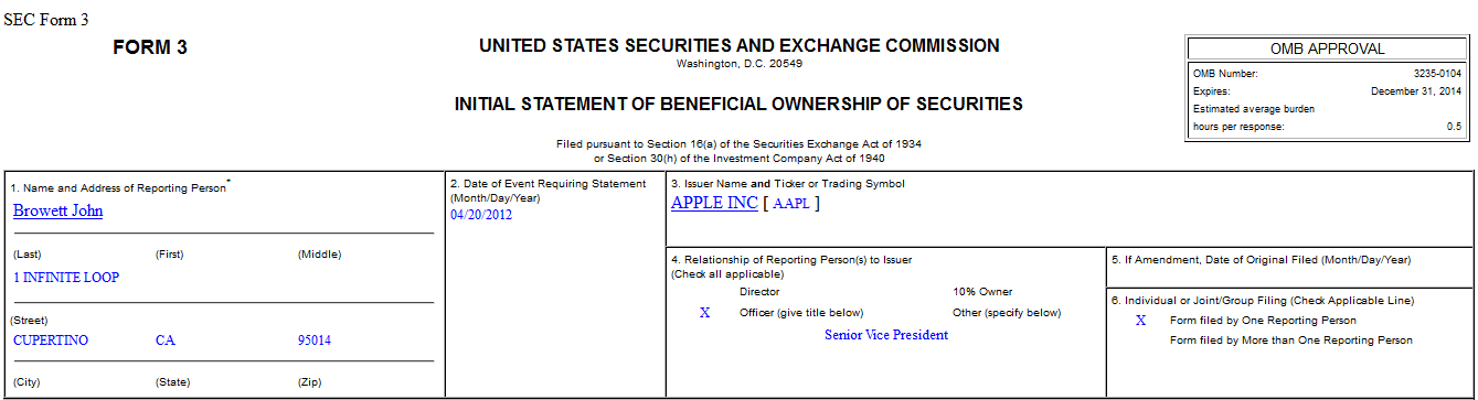 John Browett&#039;s award was filed by Apple on SEC Form 3 - Great timing: Apple retail head John Browett&#039;s restricted stock award now worth $61 million