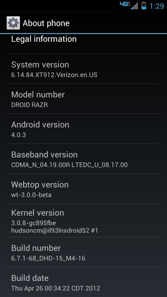 Latest Build 6.14.84 - New RAZR ICS leak matches file size from Verizon documents