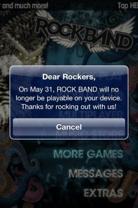 Rock Band for iOS to be unplayable after May 31