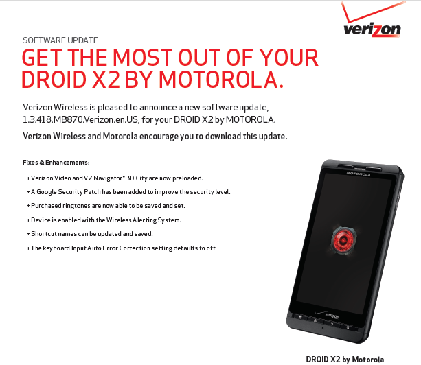 This firmware update for the Motorola DROID X2 is coming soon - Motorola DROID X2 and Motorola DROID 3 in midst of soak test