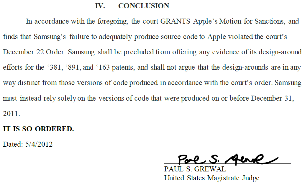 The Judge punishes Samsung - Samsung punished by Judge for failing to turn over source code in Apple patent suit