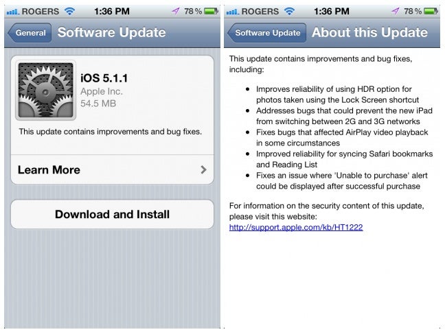 iOS 5.1.1 is out, takes care of bugs