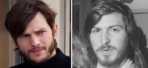 Ashton Kutcher (L) will play Steve Jobs in a low price indie flick about the early career of the late Apple executive - Pictures of Ashton Kutcher as Steve Jobs make the rounds