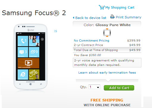 Windows Phone LTE connectivity for less than $50 - Samsung Focus 2 now available, brings $49.99 LTE to AT&amp;T