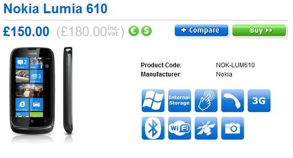 Nokia Lumia 610 comes to the UK courtesy of Clove for $285 unlocked