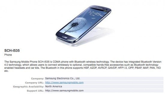Verizon&#039;s variant of the Samsung Galaxy S III has a green light from the Bluetooth Special Interest Group - Verizon&#039;s Samsung Galaxy S III gets green light from Bluetooth SIG