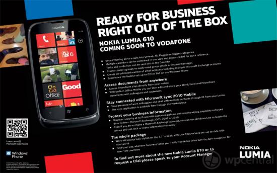 Nokia Lumia 610 is listed as &quot;coming soon&quot; to Vodafone UK