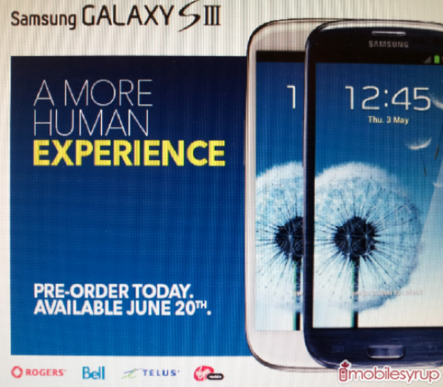 Leaked screenshot shows June 20th launch date in Canada - Samsung Galaxy S III launching in Canada June 20th according to leaked screenshot