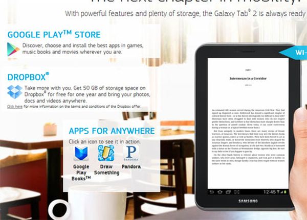 Samsung Galaxy Tab 2 tablets also get in with free 50GB of Dropbox storage for the year
