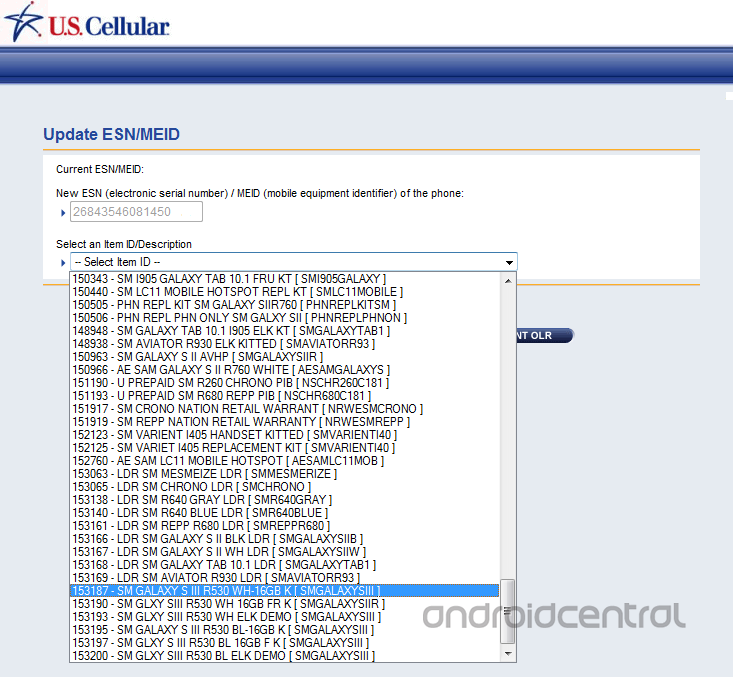 This leaked screenshot from U.S. Cellular&#039;s internal system shows the Samsung Galaxy S III - Leaked screenshot of U.S. Cellular&#039;s internal system shows the Samsung Galaxy S III