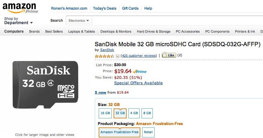 SanDisk 32GB microSDHC card can be fetched for less than $20 courtesy of Amazon